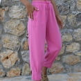 thumbnail image 3 of fheaev Wide Leg For Women Pants Drawstring Elastic Waist High Waisted Versatile Work Loose Straight Leg Pants Casual Loose Trousers With Pockets, 3 of 6