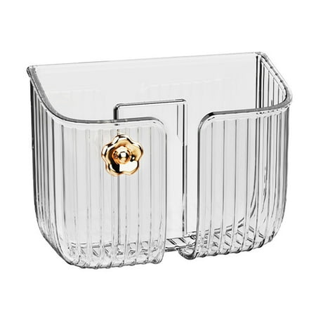 

JANGSLNG Storage Box with Flower Hook Wall Mounted Double Holes Plastic Remote Control Glasses Storage Case Household Supplies