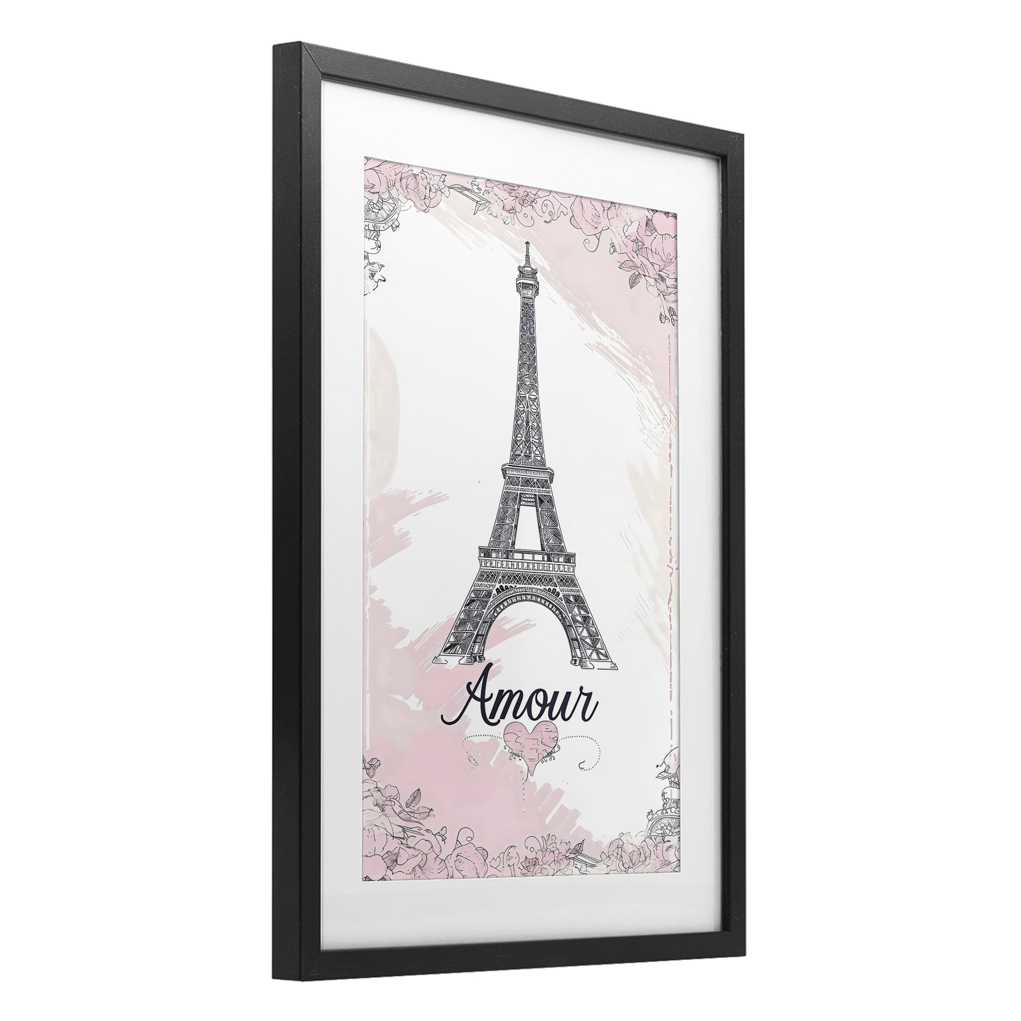 Stupell Industries Amour Vintage Eiffel Tower Black Framed Print Under Glass, design by Creative Studio