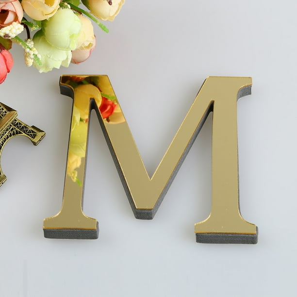 Fiudx Adhesivo de Pared Acrílico para Espejo, 26 Letras Del Alfabeto, Diseño Reflectante Dorado, Decoración para El Hogar y La Oficina, Arte de Pared Versátil, Fácil de Despegar y Pegar, Tamaño de 10
