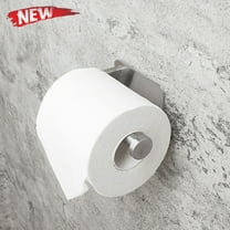 Stainless Steel Self Adhesive Toilet Paper Holder | Brushed Finish | No Drill Wall Mount | Bathroom Tissue Roll Dispenser | Easy Install | 13.8x7.5x4.8 cm | 1 Pack