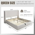 thumbnail image 3 of iPormis Queen Size Bed Frame with Lift up Storage & Wingback Headboard, Upholstered Velvet Bed Frame with Storage,  Hydraulic Storage,White, 3 of 9