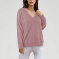 thumbnail image 4 of ASFGIMUJ 2023 New Style Knitted Pullover Top For Women Loose V Neck Casual Versatile Knitted Shirt For Women Pink XXL, 4 of 4