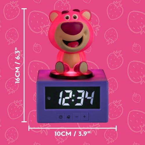 Toy Story Lotso Digital Alarm Clock with Night Light & Music – Officially Licensed Disney Pixar Bedroom Clock for Kids – Battery Powered – Fun Gift Idea & Cute Room Decor | Paladone