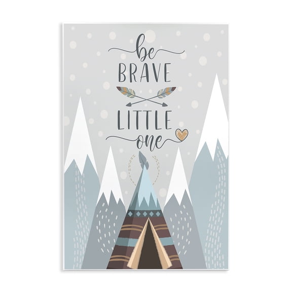 Stupell Industries Cottage Brave Little One Phrase Snow Mountain Range Teepee Wall Plaque Art, 10 x 15, by AE Design