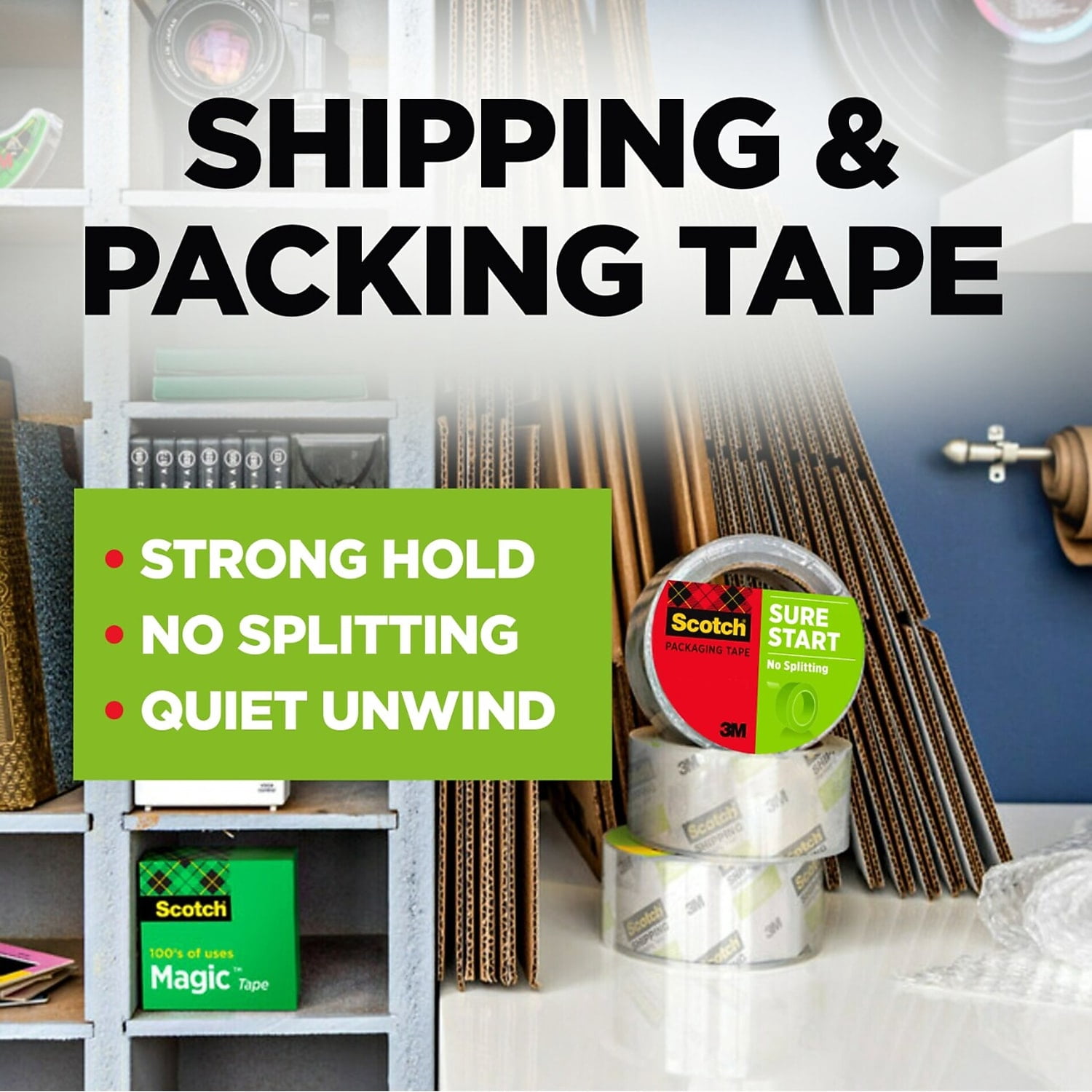 3m 3450406 Sure Start Packaging Tape, 3" Core, 1.88" X 43.7 Yd, Clear, 6/pack