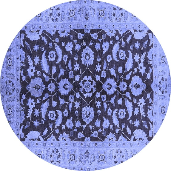 Ahgly Company Indoor Round Oriental Blue Industrial Area Rugs, 4' Round