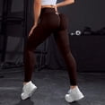 thumbnail image 2 of TGPMGRZ Scrunch Workout Leggings for Women High Waisted Lifting V Back Waist Seamless Gym Yoga Leggings Coffee Size M, 2 of 9