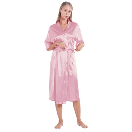 

Women s Satin Robe Silk Kimono Bathrobe for Bride Bridesmaids Wedding Party Long Loungewear