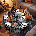 thumbnail image 2 of Halloween Gothic Skull Tablecloth 60 Inches, Horror Skeleton Table Cover Decorative Dining, Scary Round Halloween Tablecover Picnic Party Decoration, 2 of 7