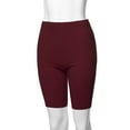 thumbnail image 5 of A2Y Women's Basic Solid Premium Cotton Mid Thigh High Rise Biker Bermuda Shorts Dark Burgundy 1XL, 5 of 5