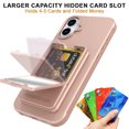 thumbnail image 6 of Allytechgroup iPhone 16 Case with Card Slots & Makeup Mirror, Rugged Shockproof Kickstand Bumper  Protective Hard PC Cover Phone Case for Apple iPhone 16, Rosegold, 6 of 7