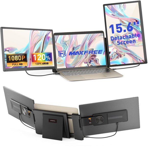 Extensor de pantalla para portátil Maxfree, 15.6 pulgadas, 1080P, triple monitor