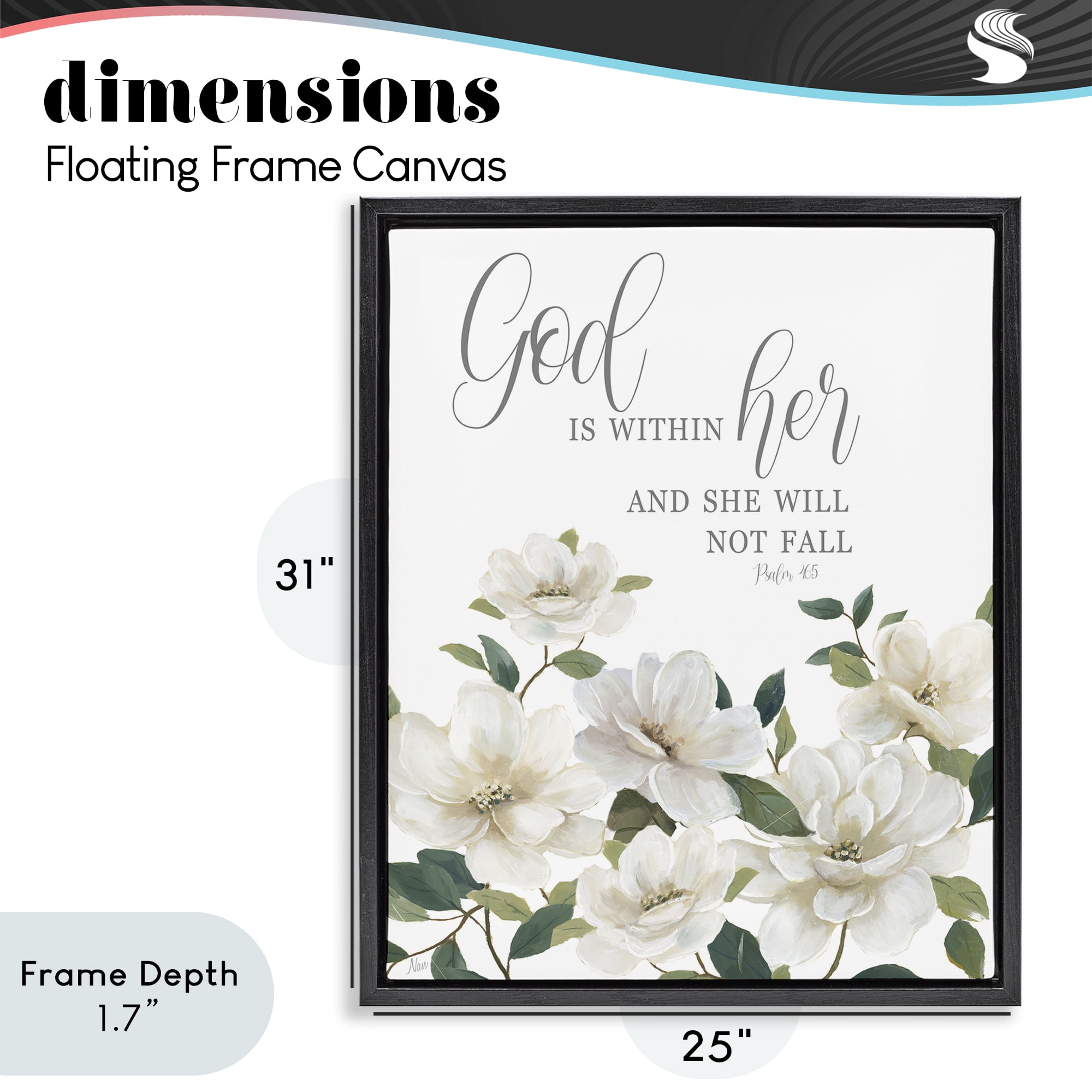Stupell Industries God Is Within Her Black Framed Floater Canvas Wall Art, design by Nan