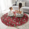 thumbnail image 3 of Red Christmas Tree and Snowflake Pattern Round Blanket,Comfortable Soft Flannel Throw Blanket,All Season,Warm Lightweight Blankets for Sofa Bed Couch Living Room Chair 47"x47", 3 of 5