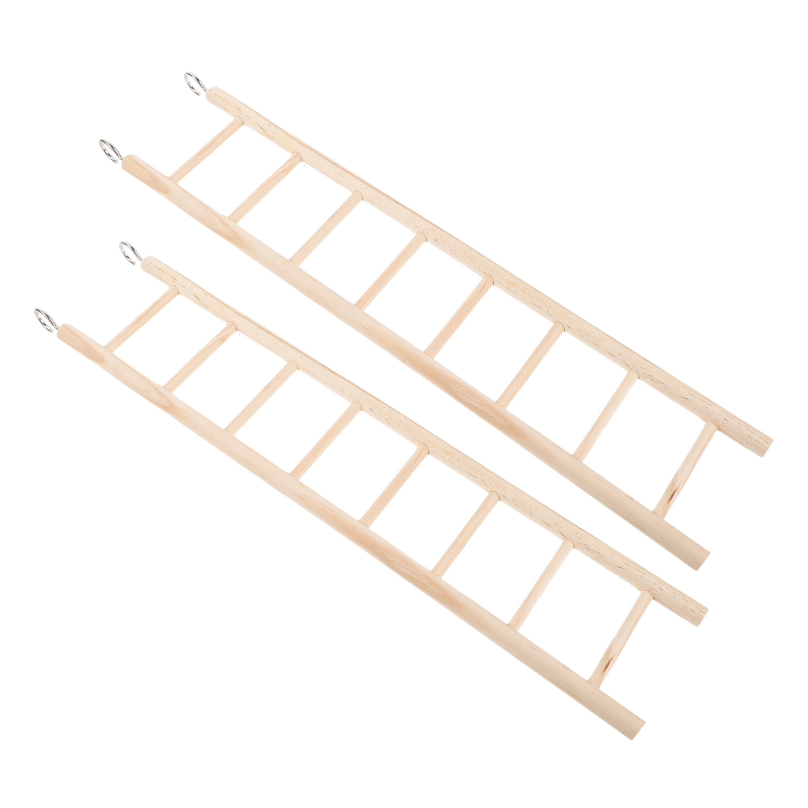 LOLIPPYY 2-Pack Wooden Bird Ladder for Small Pets, Light Yellow Climbing Ladder with Grinding Platform for Cage