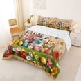 thumbnail image 2 of Erosebridal 3D Cartoon Rabbit Kids Full Size Comforter Sets,Watercolor Easter Eggs Happy Easter Kawaii Daisy Girls Bedding Sets, Reversible 3pcs, 2 of 7
