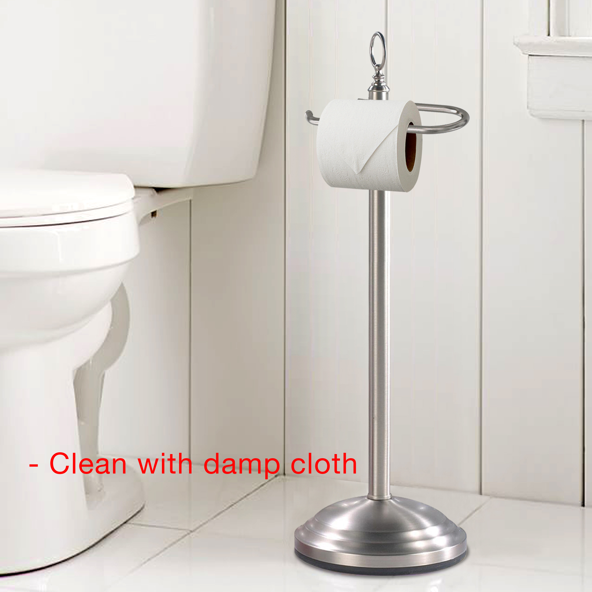 nu steel Stainless Steel Freestanding Toilet Tissue Paper Roll Holder & Dispenser for Bathrooms & Storage, brushed TGN13H