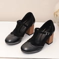 thumbnail image 2 of SACFOF Women's T-Strap Mary Jane Pumps Round Closed Toe Comfortable Low Chunky Block Heel Wedding Dress Evening Party Shoes, 2 of 6