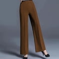 thumbnail image 2 of FRSASU Dress Pants for Women Straight Leg High Waisted Casual Stretch Business Long Trousers with Pockets Brown, 2 of 6