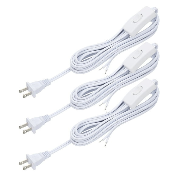 Uxcell 12 Feet 18AWG Lamp Cord with Plug, 3 Set SPT-2 UL List Lamp Power Cord Stripped Ends, White