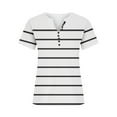 thumbnail image 4 of Jewelreauty Women Striped Tunic Tops Button V Neck Short Sleeve Casual T-Shirts Summer Loose Flowy Shirts (XL, White), 4 of 5