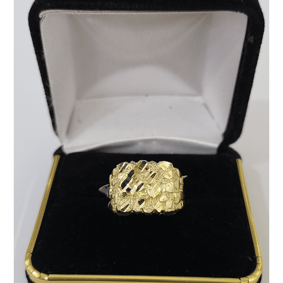 10k Nugget Ring Yellow Gold Women Men Real Genuine All Sizes (Ring Size:6;)