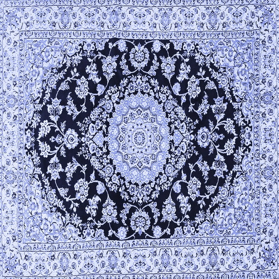 Ahgly Company Indoor Square Medallion Blue Traditional Area Rugs, 5' Square