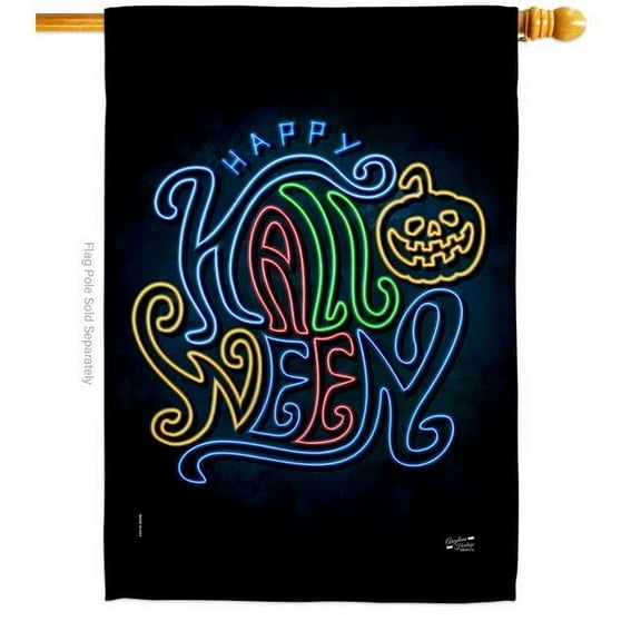 Angeleno Heritage H137507-BO 28 x 40 in. Neon Halloween House Flag with Fall Double-Sided Decorative Vertical Flags Decoration Banner Garden Yard Gift