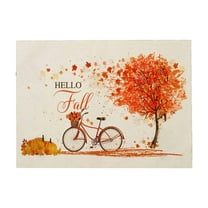 Lilixerw Fall Thanksgiving Placemats,Autumn Pumpkins Eucalyptus Leaves Heat Resistant Washable Linen Table Place Mats Party Holiday Decor,for Home Kitchen Dining Outdoor Indoor