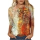 thumbnail image 2 of ICHUANYI Clearance Women's Fashion Printed Loose T-shirt 3/4 Sleeves Blouse Round Neck Casual Tops(Orange, XL) ICHUANYI WER2023081109810, 2 of 5