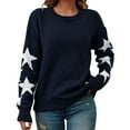 thumbnail image 2 of FRSASU Women fashionable and comfortable Sweater Fall Star Pullover Long Sleeve Crewneck Casual Cute Sweaters Tops Blue, 2 of 9