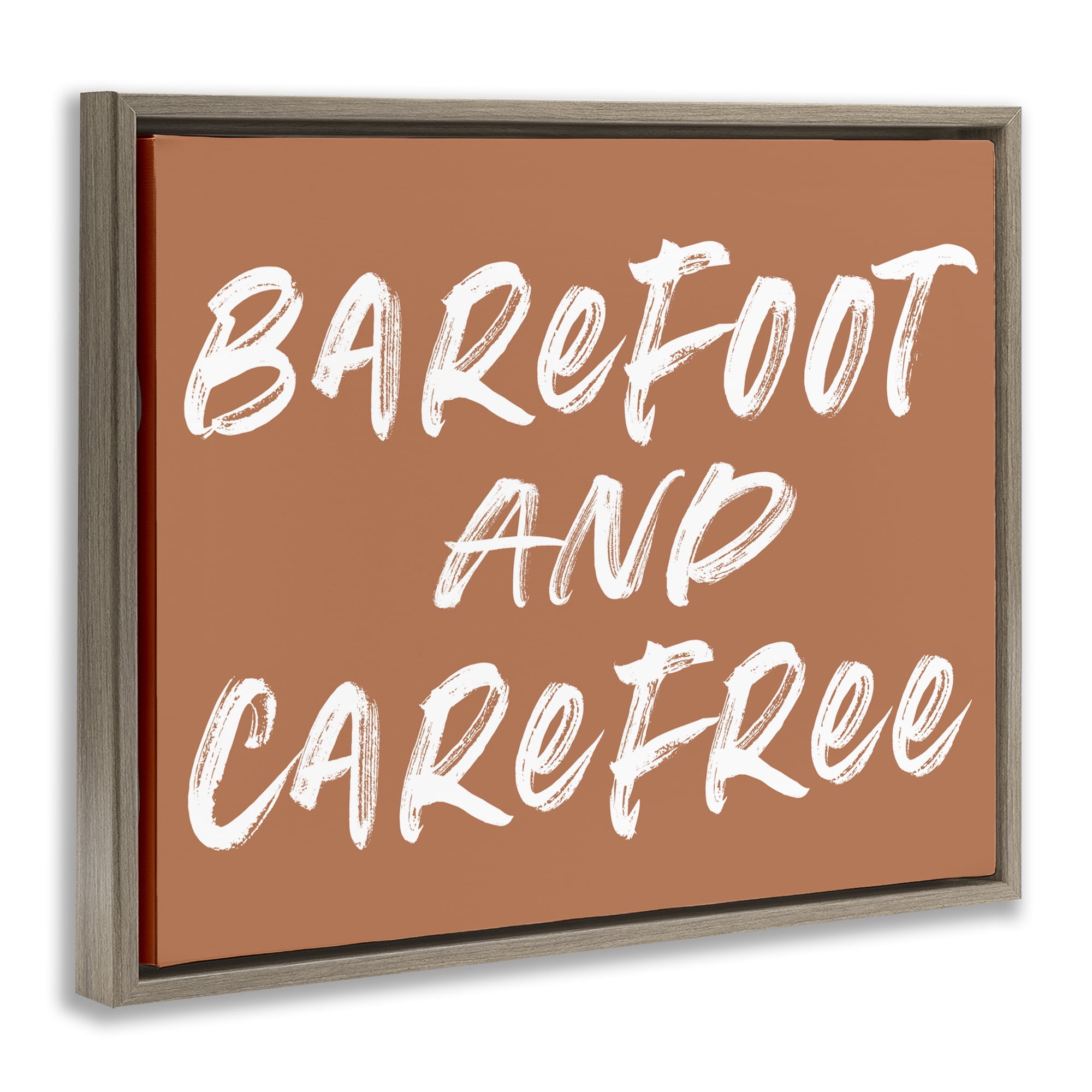 Barefoot & Carefree Brown Brown Framed Floater Canvas Wall Art, design by Lettered and Lined