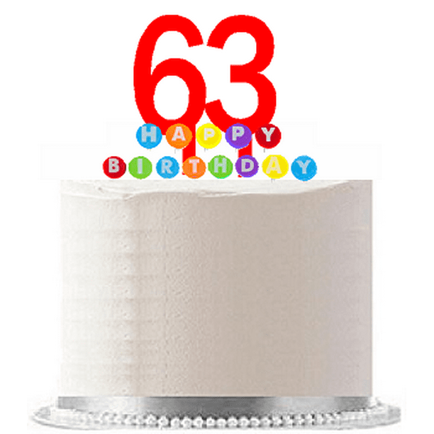 Item 063wcd Happy 63rd Birthday Party Red Cake Topper Rainbow Candle Stand Elegant Cake Decoration Topper Kit Walmart Com Walmart Com