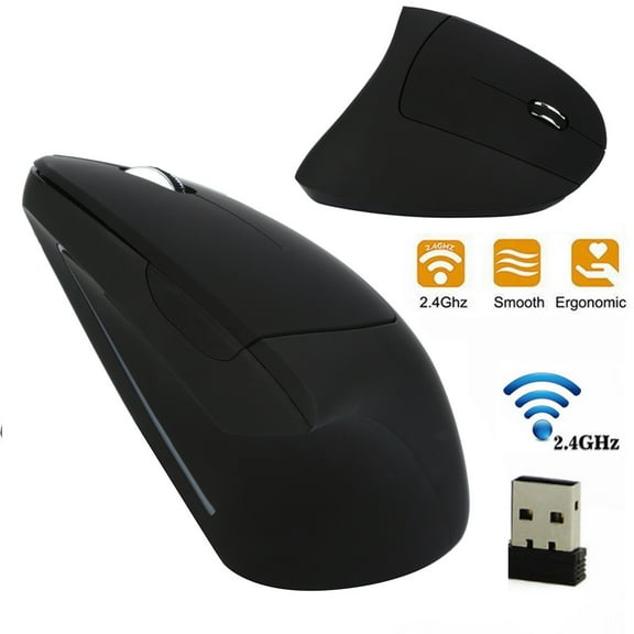 AuroraX 2.4GHz,Gaming Mouse Wireless 6 Buttons,Ergonomic Mouse Adjustable 1200 DPI,Mini ABS Wireless Mouse For PC -Black