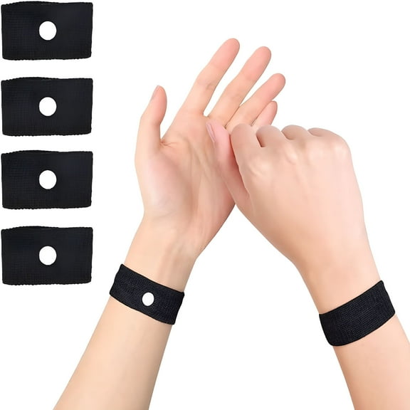 XIRQI 2 Pairs Anti-Nausea Acupressure Wrist Band for Nausea Relief,Dizziness and Vomiting from Travel Sickness (Black)