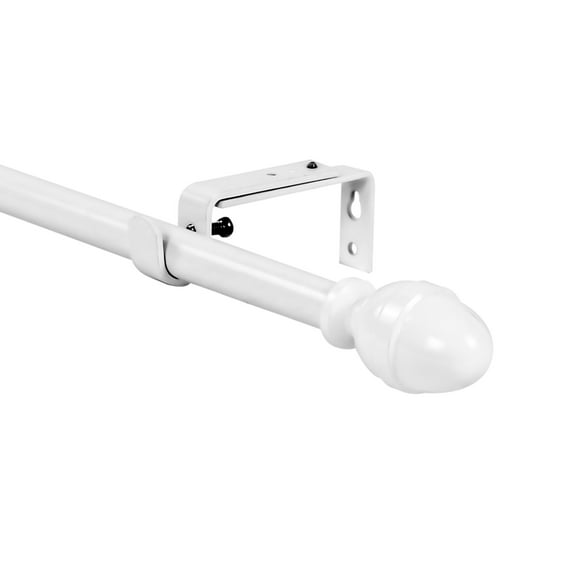 Urbanest Adjustable Acorn Drapery 5/8" Rod, 84"-120", Glossy White
