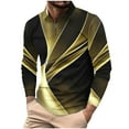 thumbnail image 2 of Blouse for Men,Mens Tops Long Sleeves Turn-down Collar Printing Pullover Casual Fitness Sports Blouse Black M, 2 of 5