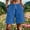 Blue, variant on Women’s Cuffed Wide-Leg Linen Bermuda Shorts, Elastic-Waist Washed-Blend Cut for Bayfront Leisure Casual Strolls Purple S