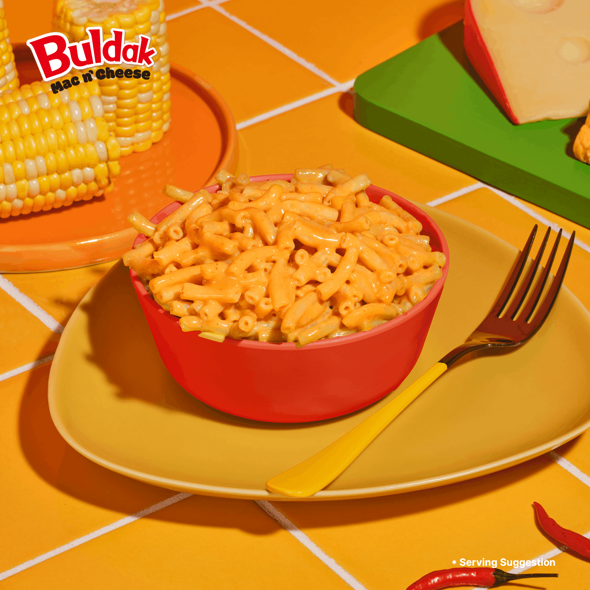 Buldak Mac & Cheese Sweet Corn Flavor Box with Spicy Sauce