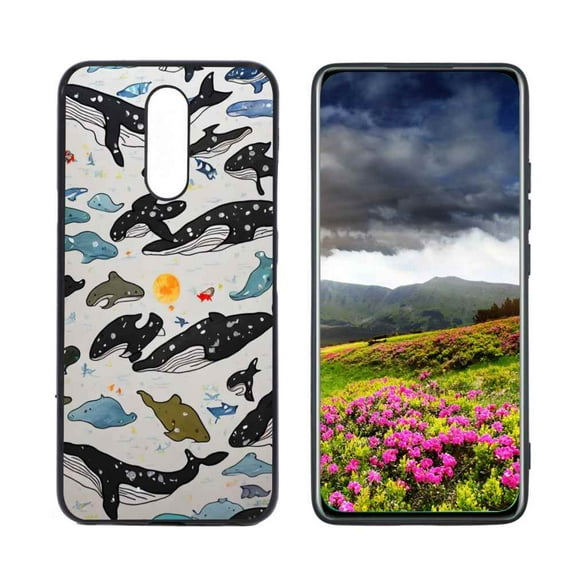 Compatible with LG K40 Phone Case, Whales-4 Case Men Women, Flexible Silicone Shockproof Case for LG K40
