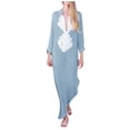 thumbnail image 1 of GYUJNB Robe d'Été Décontractée Sans Manches pour Femmes, Col en V, Longue, Dos Nu, Fendue sur le Côté, Maxi Robe de Plage, Bleu, 1 of 6