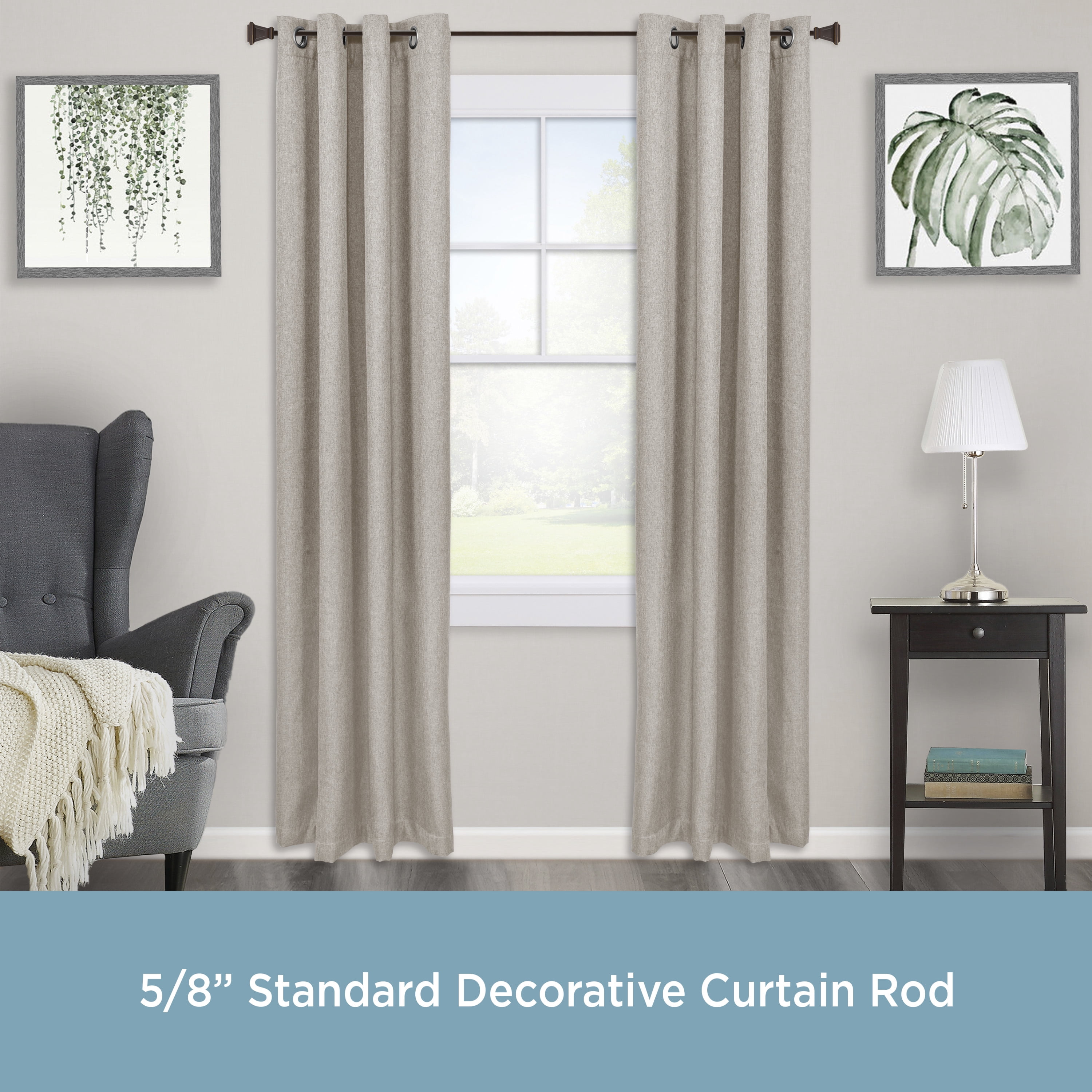 Kenney Seville 5/8" Standard Decorative Window Curtain Rod, 28-48", Oil Rubbed Bronze