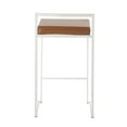 thumbnail image 5 of Fuji Contemporary Stackable Counter Stool In White With Camel Faux Leather Cushion - Set Of 2, 5 of 7