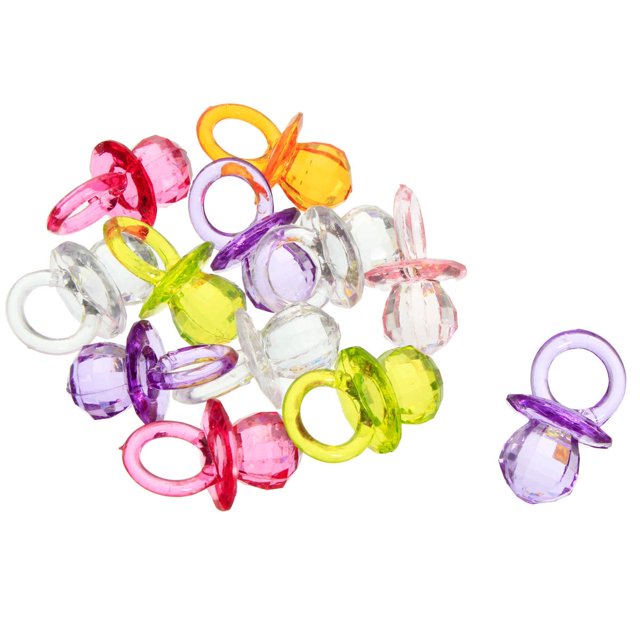 Dije Acrilico Chupon Multicolor Baby Shower 30mm Mylin 12pz