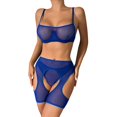 thumbnail image 1 of Gibobby Conjunto de lencería Sexy Conjuntos de Lencería Sexy para Mujer Brasier de Encaje Flores Sujetador Abierto Tanga G-String Thong Ropa Interior Pijama(Azul, XG), 1 of 5