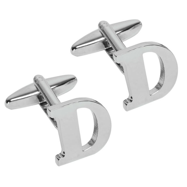 BodyJ4You 2PC Cufflinks Personalized Initials Letter D Men's Button Shirt Business Gift