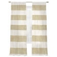 thumbnail image 2 of Cream Striped Semi Sheer Curtains 108 Inch Length 2 Panels Set, Farmhouse Vintage Brown Stripes Sheer Kitchen Curtain Privacy Voile Window Curtain for Living Room Bedroom Rod Pocket Drapes, 2 of 7