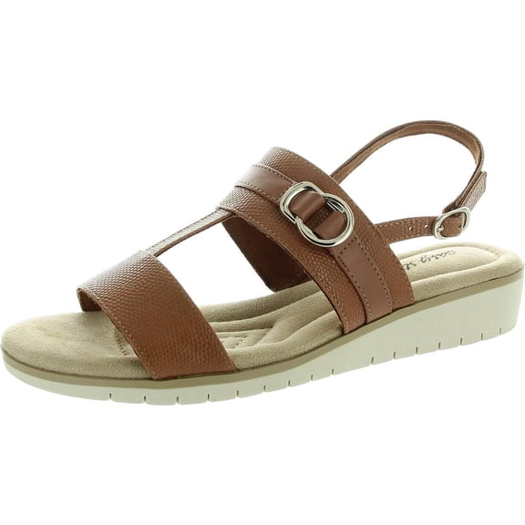Easy Street Women's Caddo Wedge Sandal, Tan Snake, 6.5 M