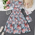thumbnail image 4 of MANHUJI Girl Dress Girls Big Kids Summer Sleeveless Floral Print Princess Dresses Dresses 7 12 Years Old Girls Back To School Clothes Girl Dresses Jr Bridesmaid Dresses (Blue,9Y), 4 of 6